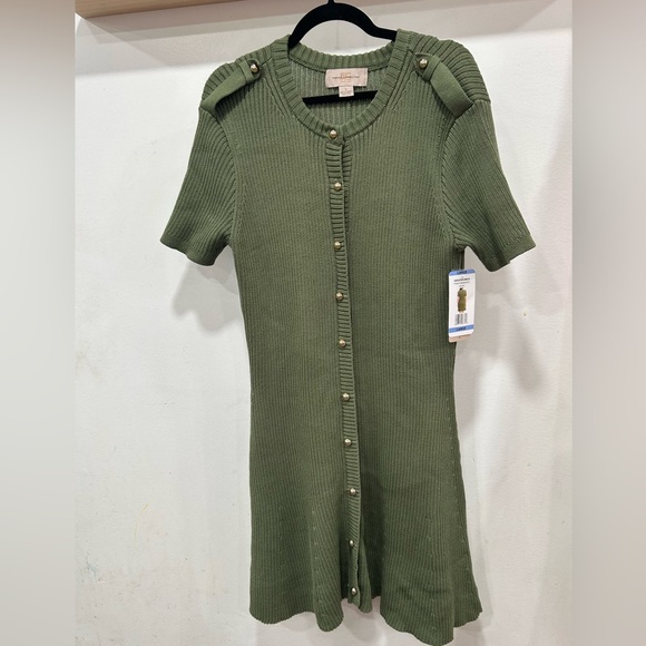 French Connection Ribbed Button-Front Sweater Dress - Picture 4 of 11